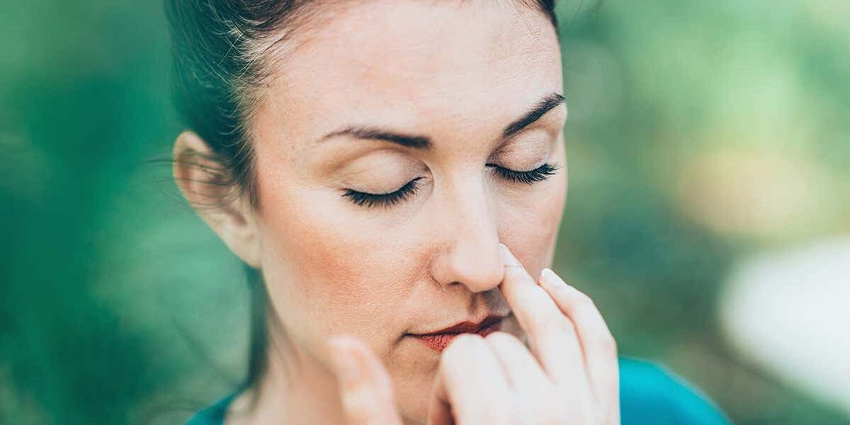 Women using a breathing technique